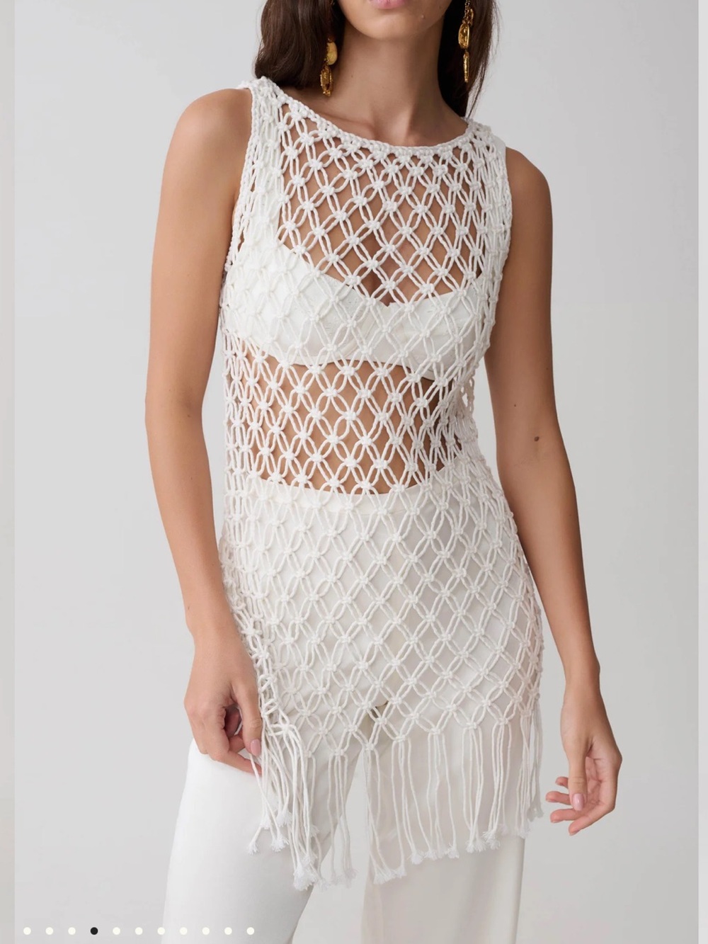 Meshki Devlin
Macrame Tassel Mini Dress - Ivory